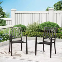 Ensemble 3 pièces table et chaises en métal - Noir - Captiva Designs : ensemble bistro en acier thermolaqué, résistant aux intempéries