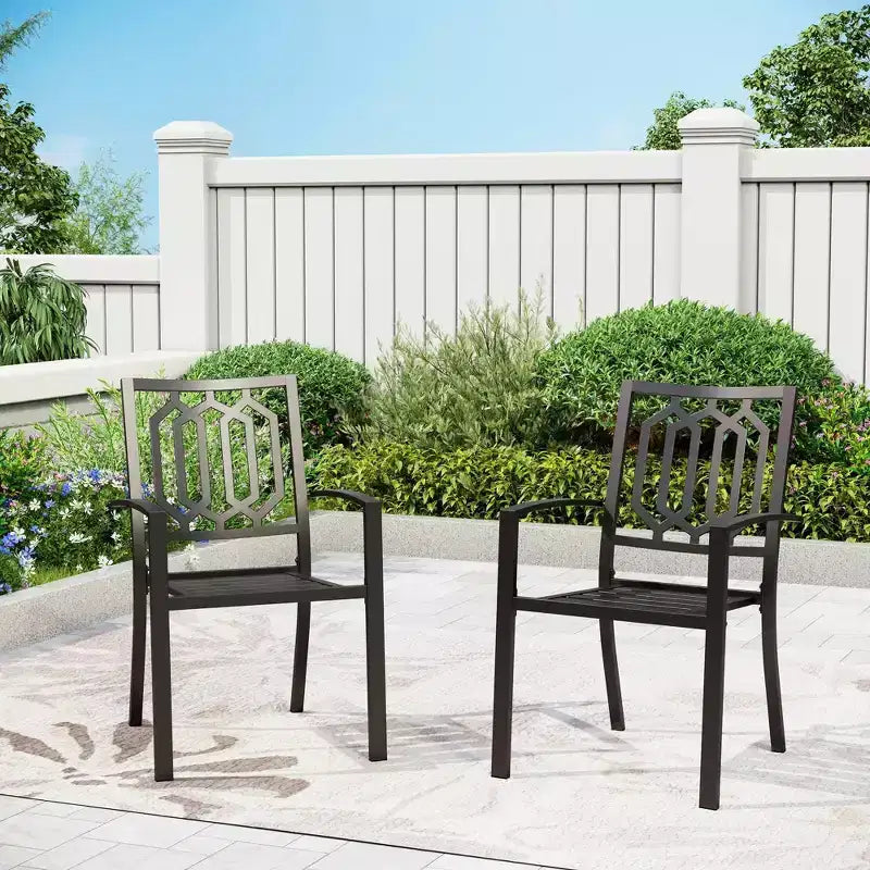 Ensemble 3 pièces table et chaises en métal - Noir - Captiva Designs : ensemble bistro en acier thermolaqué, résistant aux intempéries