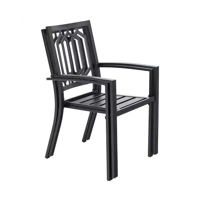 Ensemble 3 pièces table et chaises en métal - Noir - Captiva Designs : ensemble bistro en acier thermolaqué, résistant aux intempéries