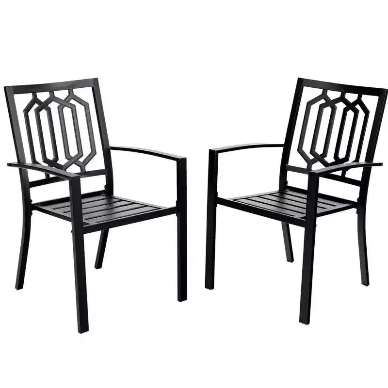 Ensemble 3 pièces table et chaises en métal - Noir - Captiva Designs : ensemble bistro en acier thermolaqué, résistant aux intempéries