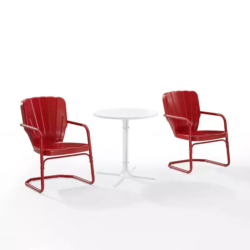 Ensemble de bistrot extérieur 3 pièces Ridgeland avec table et 2 chaises - Rouge - Crosley