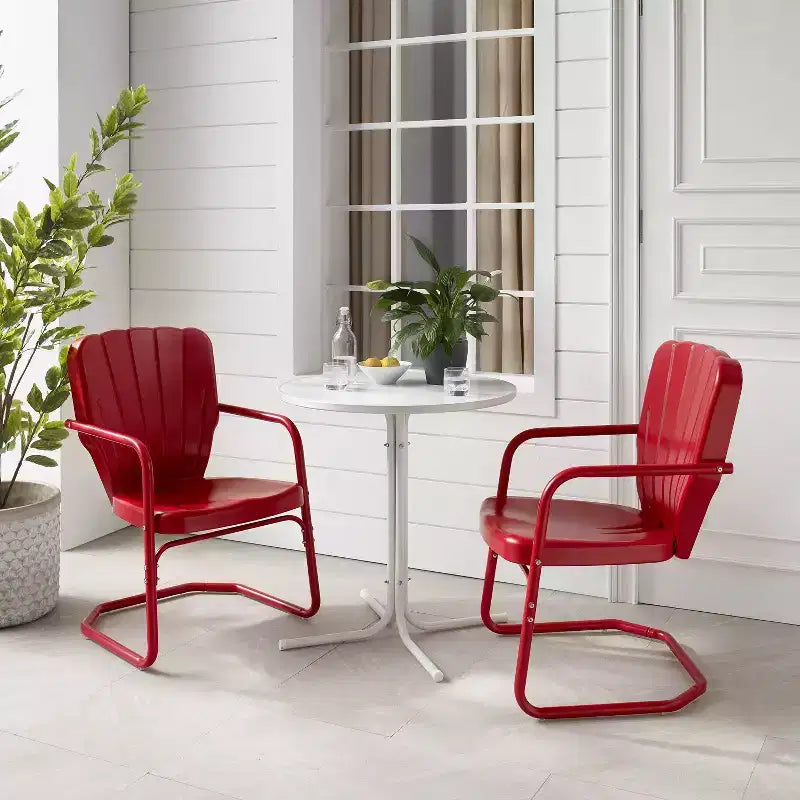 Ensemble de bistrot extérieur 3 pièces Ridgeland avec table et 2 chaises - Rouge - Crosley