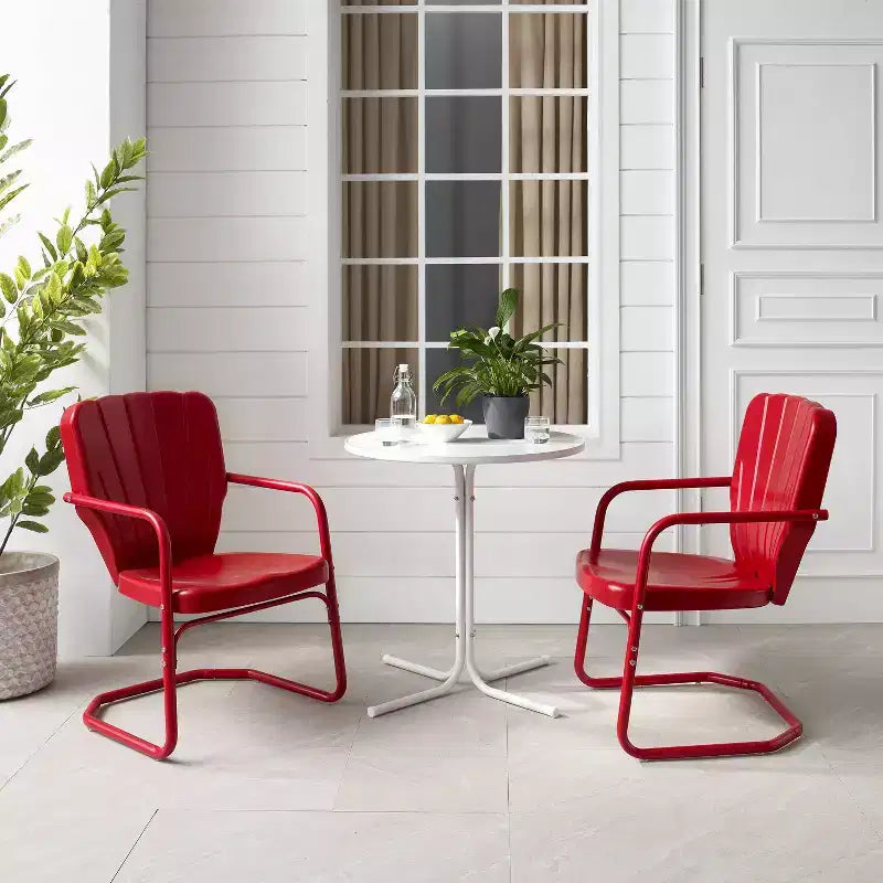 Ensemble de bistrot extérieur 3 pièces Ridgeland avec table et 2 chaises - Rouge - Crosley