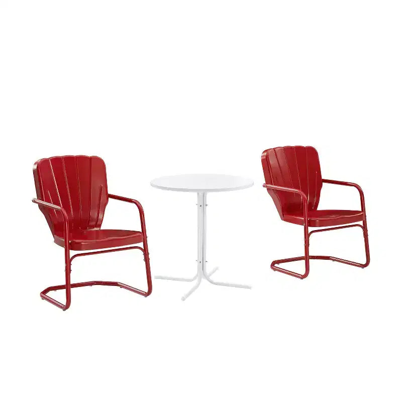 Ensemble de bistrot extérieur 3 pièces Ridgeland avec table et 2 chaises - Rouge - Crosley
