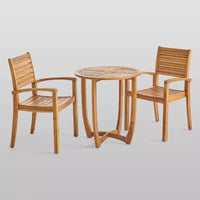 Ensemble bistro Westbridge 3 pièces en bois d'acacia – Teck – Christopher Knight Home : Résistant aux intempéries, quincaillerie en acier galvanisé