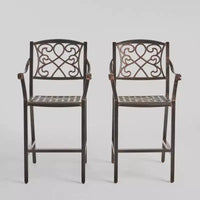 Lot de 2 tabourets de bar de terrasse en aluminium Waterbury Cuivre - Christopher Knight Home : design à volutes traditionnel, résistant aux intempéries