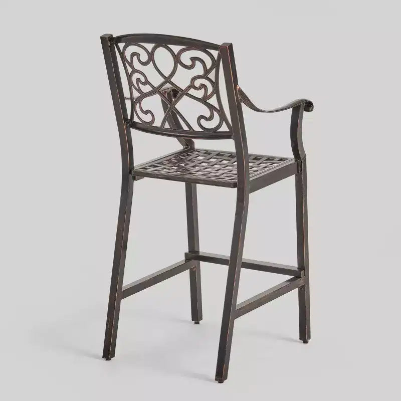 Lot de 2 tabourets de bar de terrasse en aluminium Waterbury Cuivre - Christopher Knight Home : design à volutes traditionnel, résistant aux intempéries