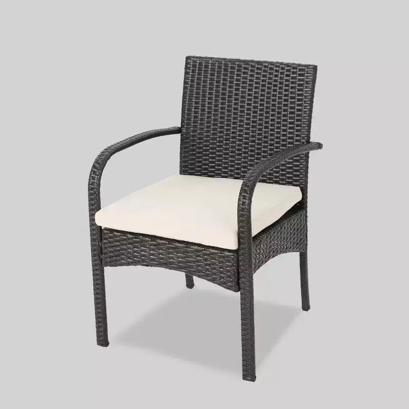 Lindy Ensemble bistro 3 pièces en bois d'acacia et résine tressée - Teck/Crème - Christopher Knight Home : mobilier d'extérieur avec chaises rembourrées et table ronde