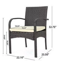 Lindy Ensemble bistro 3 pièces en bois d'acacia et résine tressée - Teck/Crème - Christopher Knight Home : mobilier d'extérieur avec chaises rembourrées et table ronde