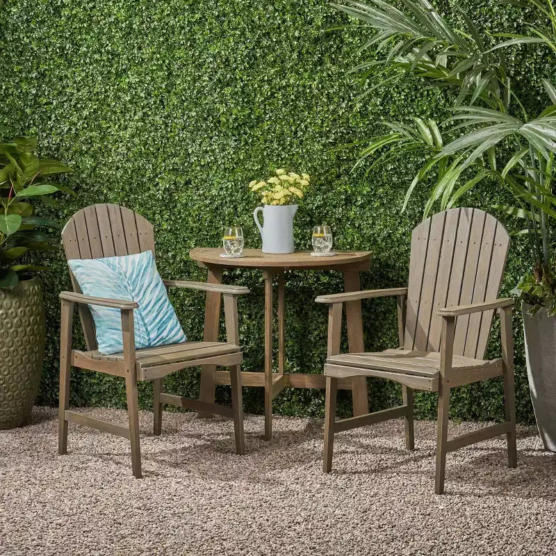 Ensemble bistrot de patio demi-rond 3 pièces Oso en bois d'acacia gris - Christopher Knight Home