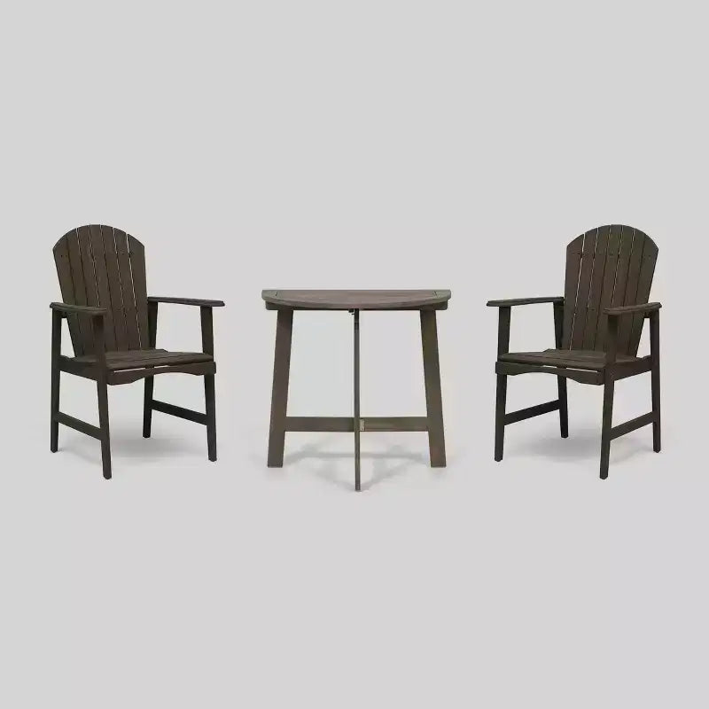 Ensemble bistrot de patio demi-rond 3 pièces Oso en bois d'acacia gris - Christopher Knight Home