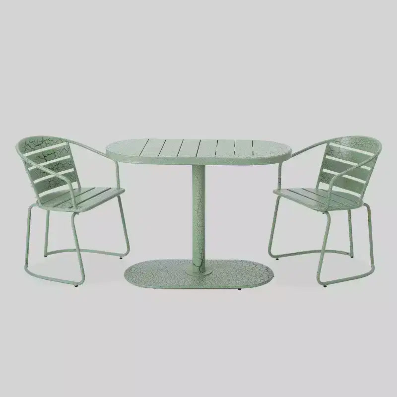 Ensemble bistrot de patio 3 pièces en fer Santa Monica - Vert craquelé - Christopher Knight Home : Résistant aux intempéries, ensemble de salle à manger extérieur 2 places