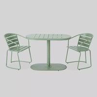 Ensemble bistrot de patio 3 pièces en fer Santa Monica - Vert craquelé - Christopher Knight Home : Résistant aux intempéries, ensemble de salle à manger extérieur 2 places