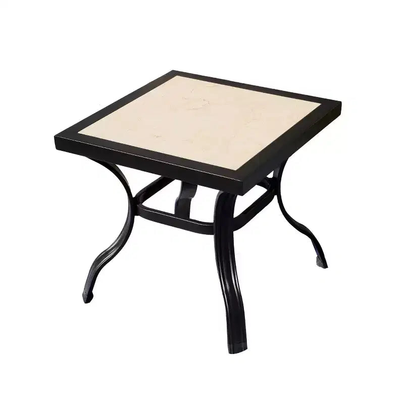 Ensemble de salle à manger 3 pièces pour bistro en acier avec chaises à accoudoirs - Gris - Lokatse : Ensemble de conversation extérieur, coussins amovibles