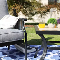 Ensemble de salle à manger 3 pièces pour bistro en acier avec chaises à accoudoirs - Gris - Lokatse : Ensemble de conversation extérieur, coussins amovibles