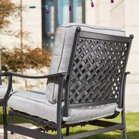 Ensemble de salle à manger 3 pièces pour bistro en acier avec chaises à accoudoirs - Gris - Lokatse : Ensemble de conversation extérieur, coussins amovibles