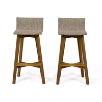 Lot de 2 tabourets de bar de terrasse La Brea en bois d'acacia et osier marron/teck - Christopher Knight Home