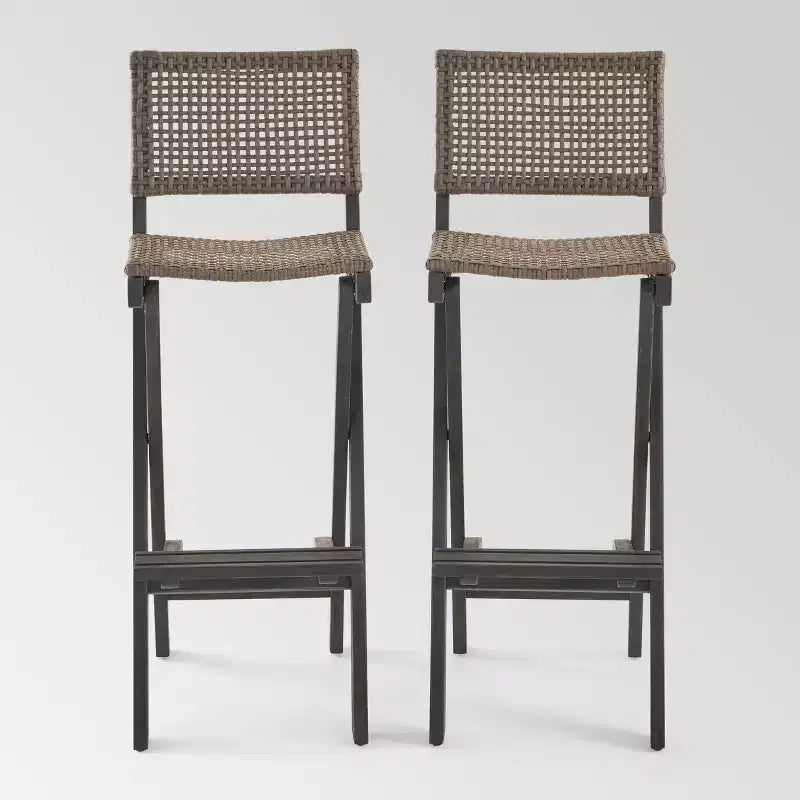 Tabourets de bar pliants en bois d'acacia Polaris, lot de 2, gris foncé - Christopher Knight Home