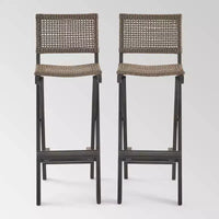 Tabourets de bar pliants en bois d'acacia Polaris, lot de 2, gris foncé - Christopher Knight Home