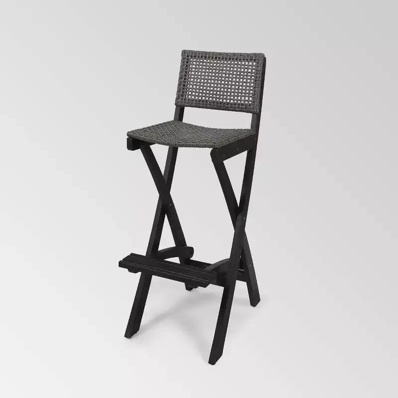 Tabourets de bar pliants en bois d'acacia Polaris, lot de 2, gris foncé - Christopher Knight Home