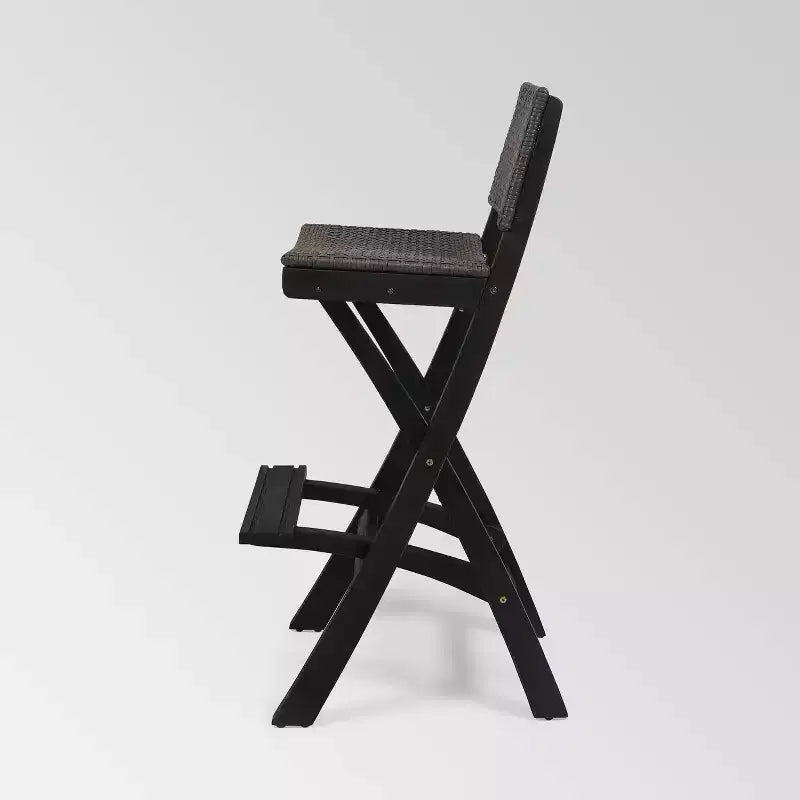 Tabourets de bar pliants en bois d'acacia Polaris, lot de 2, gris foncé - Christopher Knight Home