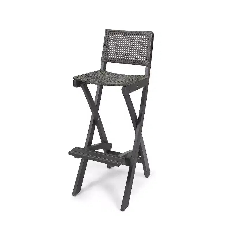 Tabourets de bar pliants en bois d'acacia Polaris, lot de 2, gris foncé - Christopher Knight Home