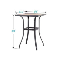 Tabourets de bar pivotants 3 pièces et table - Marron - Captiva Designs : Ensemble de patio extérieur haut dossier avec accoudoirs