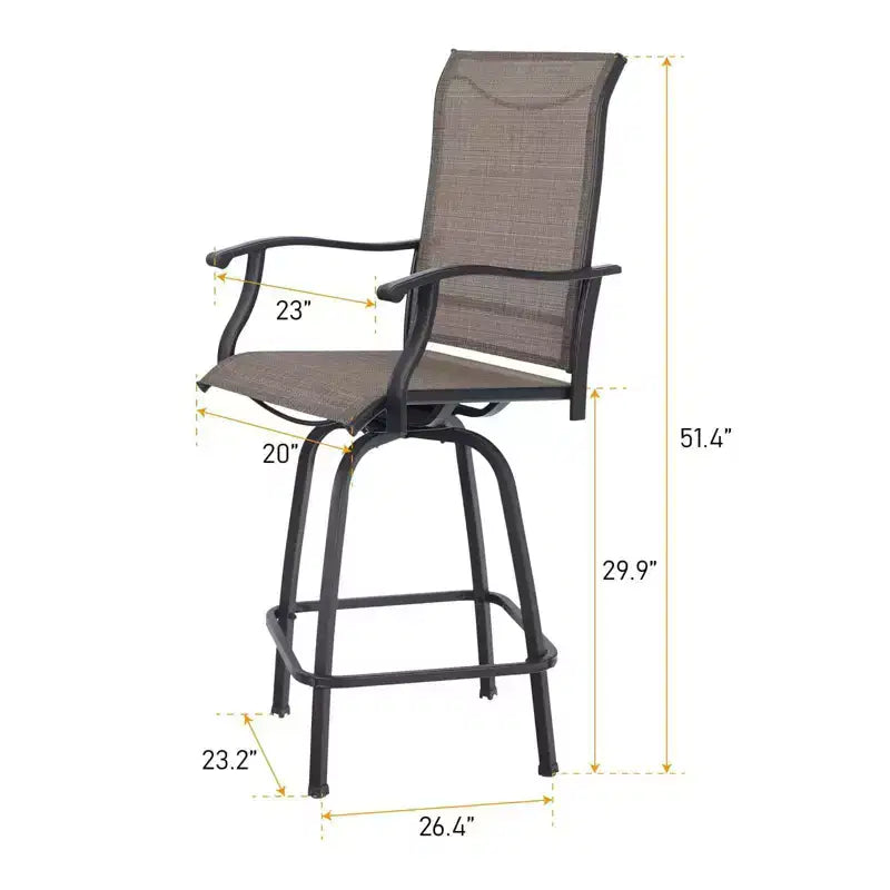 Tabourets de bar pivotants 3 pièces et table - Marron - Captiva Designs : Ensemble de patio extérieur haut dossier avec accoudoirs