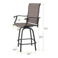 Tabourets de bar pivotants 3 pièces et table - Marron - Captiva Designs : Ensemble de patio extérieur haut dossier avec accoudoirs