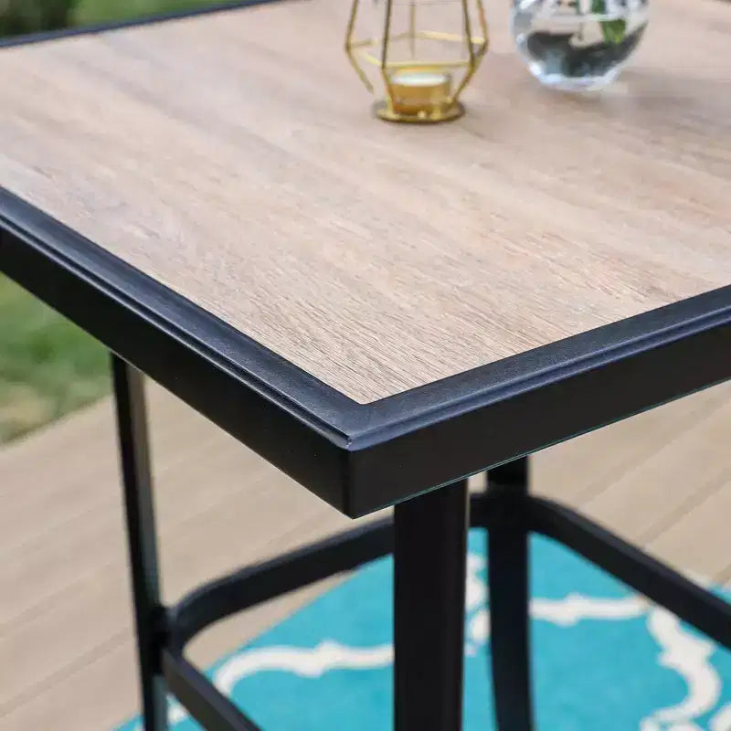 Tabourets de bar pivotants 3 pièces et table - Marron - Captiva Designs : Ensemble de patio extérieur haut dossier avec accoudoirs