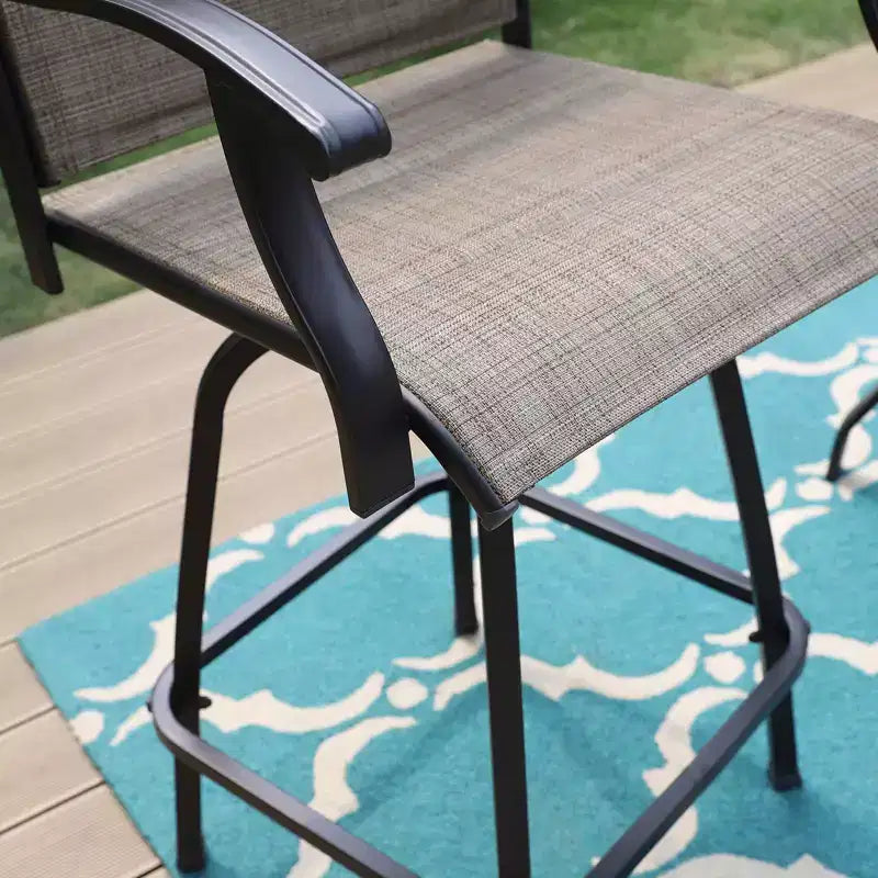 Tabourets de bar pivotants 3 pièces et table - Marron - Captiva Designs : Ensemble de patio extérieur haut dossier avec accoudoirs
