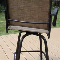 Tabourets de bar pivotants 3 pièces et table - Marron - Captiva Designs : Ensemble de patio extérieur haut dossier avec accoudoirs