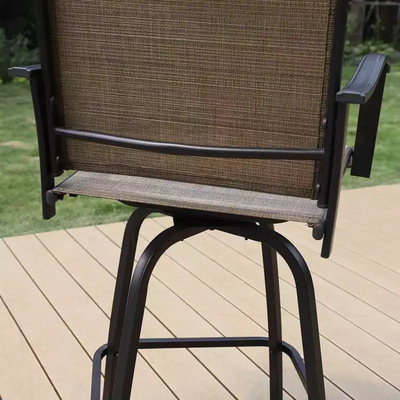 Tabourets de bar pivotants 3 pièces et table - Marron - Captiva Designs : Ensemble de patio extérieur haut dossier avec accoudoirs