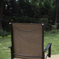 Tabourets de bar pivotants 3 pièces et table - Marron - Captiva Designs : Ensemble de patio extérieur haut dossier avec accoudoirs