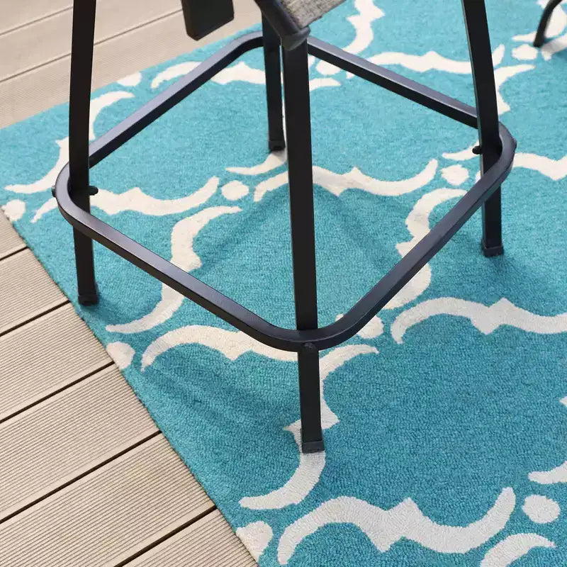 Tabourets de bar pivotants 3 pièces et table - Marron - Captiva Designs : Ensemble de patio extérieur haut dossier avec accoudoirs