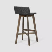 Lot de 2 tabourets de bar de patio La Brea en bois d'acacia et résine tressée Gris - Christopher Knight Home