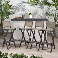 Tabourets de bar pliants Polaris 4 places en bois d'acacia gris foncé – Christopher Knight Home : sièges de terrasse résistants aux intempéries