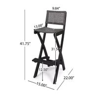 Tabourets de bar pliants Polaris 4 places en bois d'acacia gris foncé – Christopher Knight Home : sièges de terrasse résistants aux intempéries