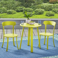 Ensemble de bistrot 3 pièces en fer Barbados – Vert citron mat – Christopher Knight Home : Salon de jardin résistant aux intempéries