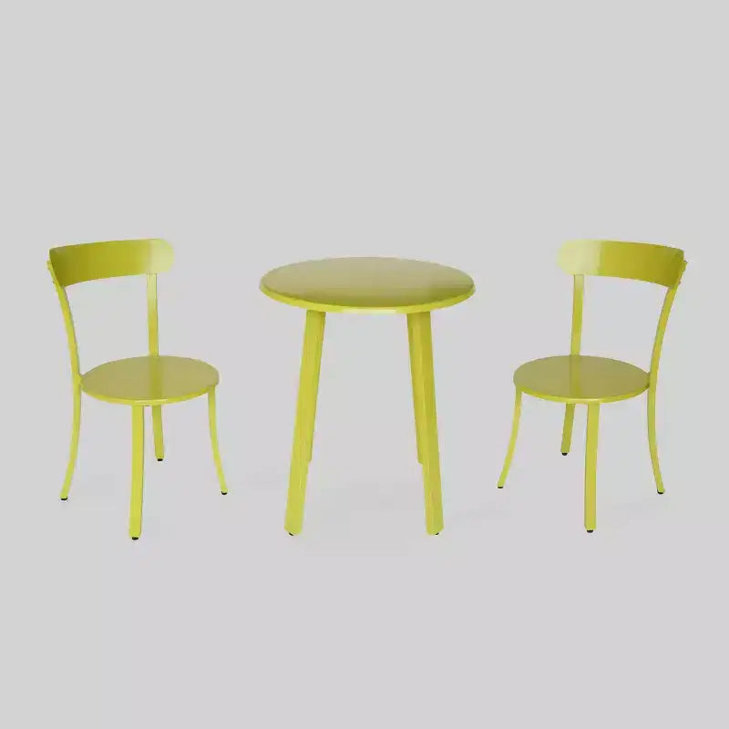 Ensemble de bistrot 3 pièces en fer Barbados – Vert citron mat – Christopher Knight Home : Salon de jardin résistant aux intempéries