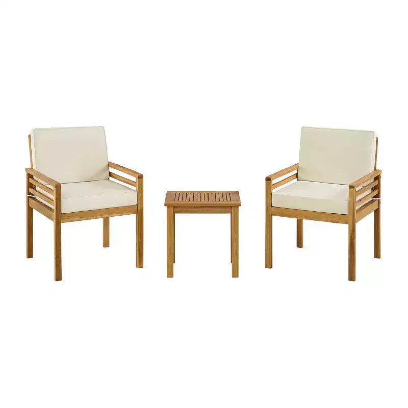 Alaterre Furniture Ensemble bistro de patio d'extérieur Okemo 3 pièces en bois d'acacia