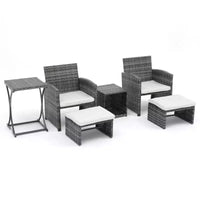 Sunsitt Ensemble de conversation d'extérieur 6 pièces avec pouf blanc
