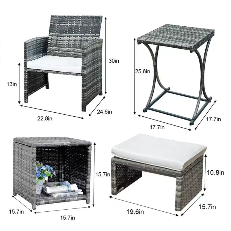 Sunsitt Ensemble de conversation de patio d'extérieur 6 pièces avec ottoman Blanc