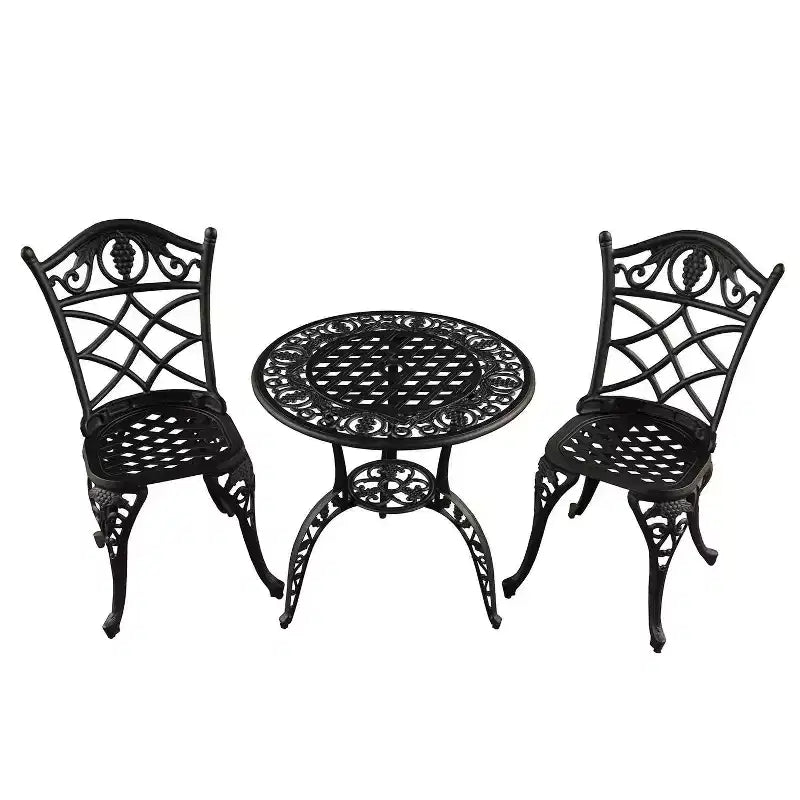 Ensemble de bistrot 3 pièces en aluminium motif vigne - Noir - Oakland Living : Mobilier d'extérieur résistant aux intempéries