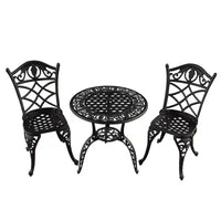Ensemble de bistrot 3 pièces en aluminium motif vigne - Noir - Oakland Living : Mobilier d'extérieur résistant aux intempéries