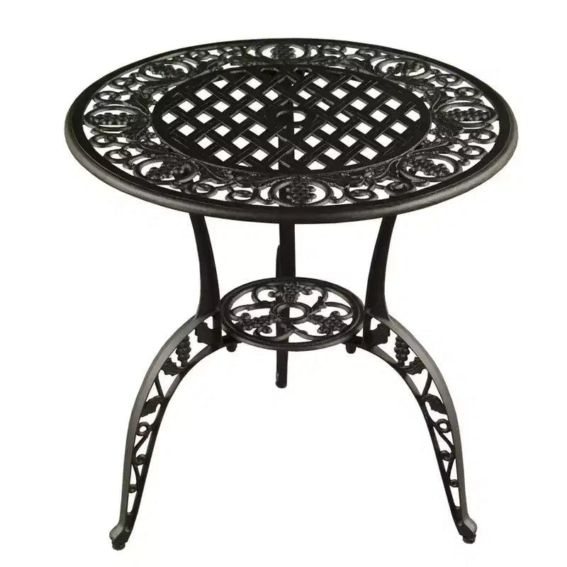 Ensemble de bistrot 3 pièces en aluminium motif vigne - Noir - Oakland Living : Mobilier d'extérieur résistant aux intempéries
