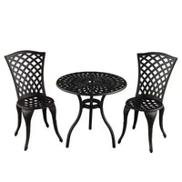 Ensemble de bistrot 3 pièces contemporain moderne en aluminium maillé - Noir - Oakland Living : Ensemble de salle à manger d'extérieur 2 personnes résistant aux intempéries