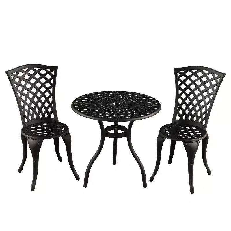 Ensemble de bistrot 3 pièces contemporain moderne en aluminium maillé - Noir - Oakland Living : Ensemble de salle à manger d'extérieur 2 personnes résistant aux intempéries