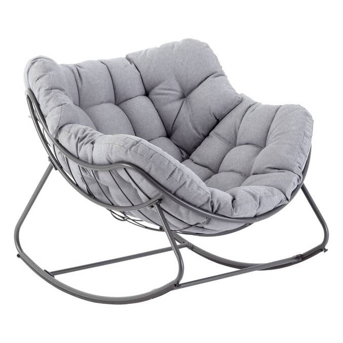 Fauteuil oeuf à bascule PAOPAO Beige & Blanc