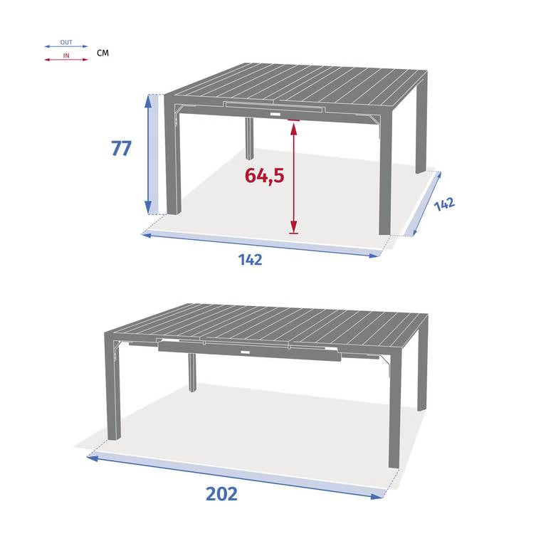 Table de jardin carré EVASION Lin / Argile